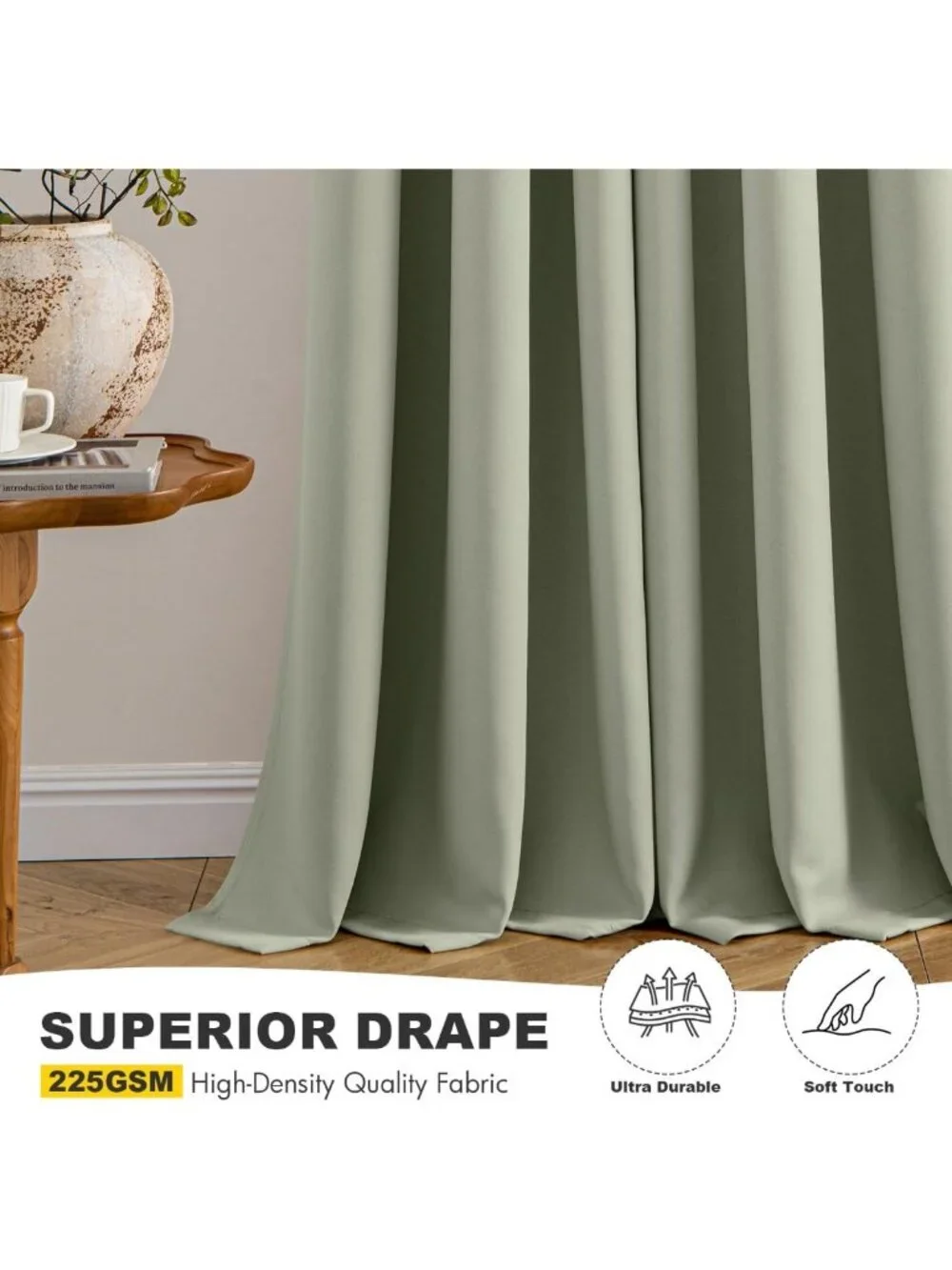 Thermal Insulated Blackout Curtains, Noise Reducing Room Darkening Drapes, 2
